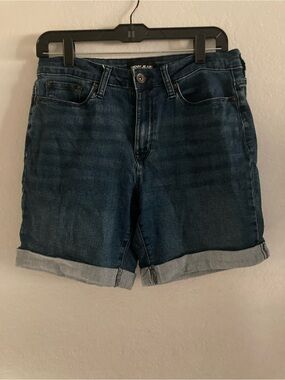Dkny Dark Blue Rolled-Cuff Denim Shorts